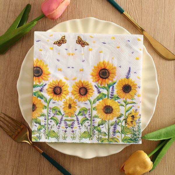 20 Pcs Floral Print Paper Napkins