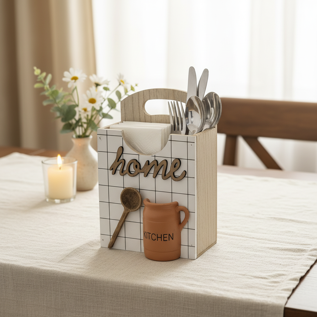 Farmhouse Wooden Caddy Dining Lifestyle