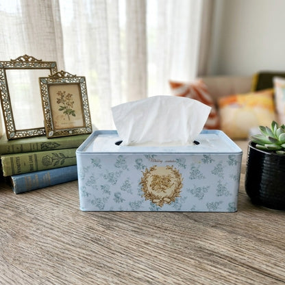 Vintage Floral Tin Tissue Box
