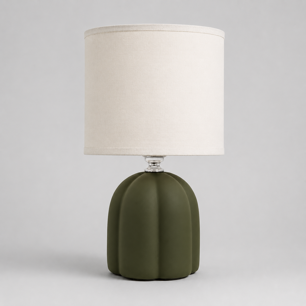Olive Ribbed Ceramic Table Lamp
