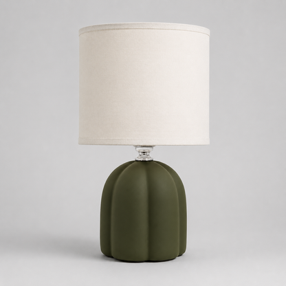 Olive Ribbed Ceramic Table Lamp