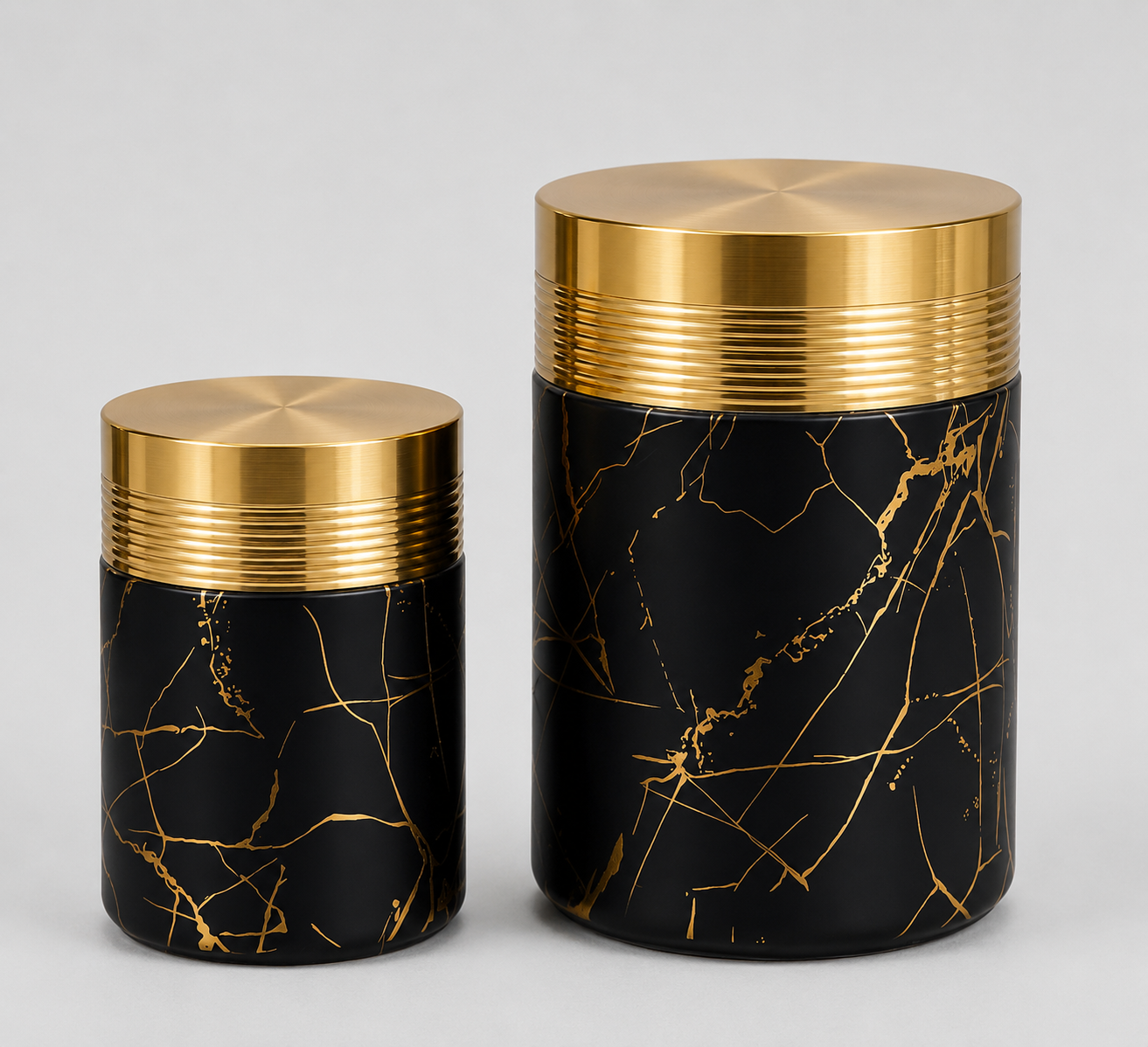 Marble & Gold Luxury Ceramic Canister Set with Rack – 7 Piece
