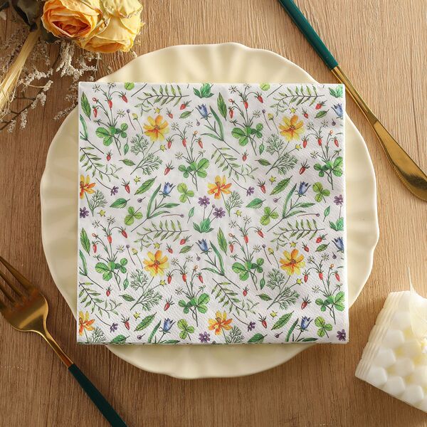 20 Pcs Floral Print Paper Napkins