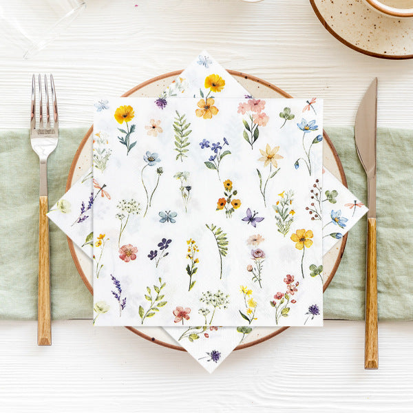 20 Pcs Floral Print Paper Napkins