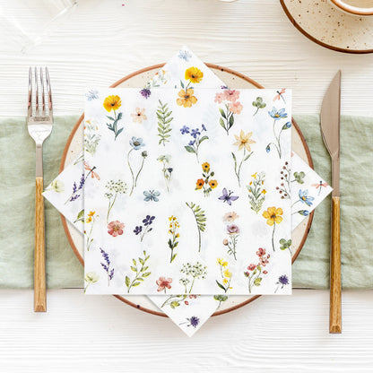 20 Pcs Floral Print Paper Napkins