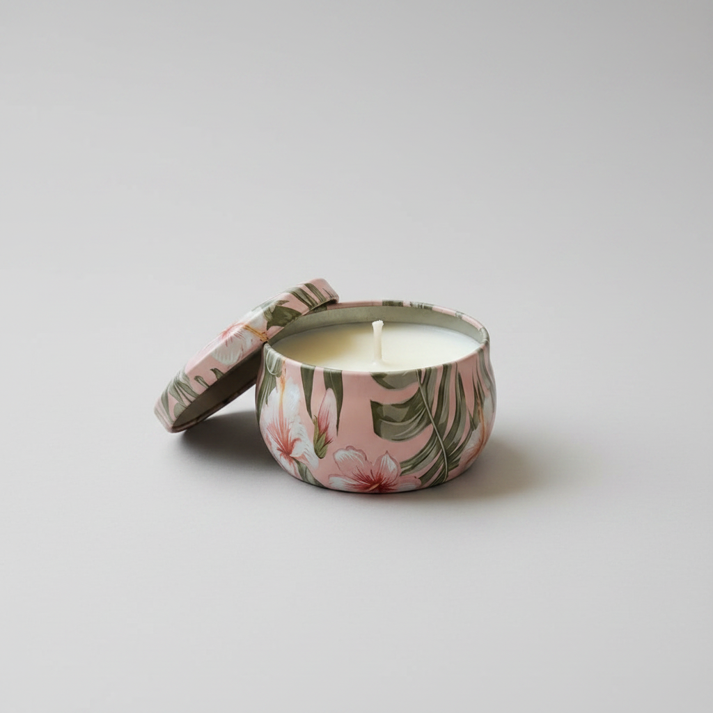 Floral Scented Candle Tin — Decorative Gift Candle