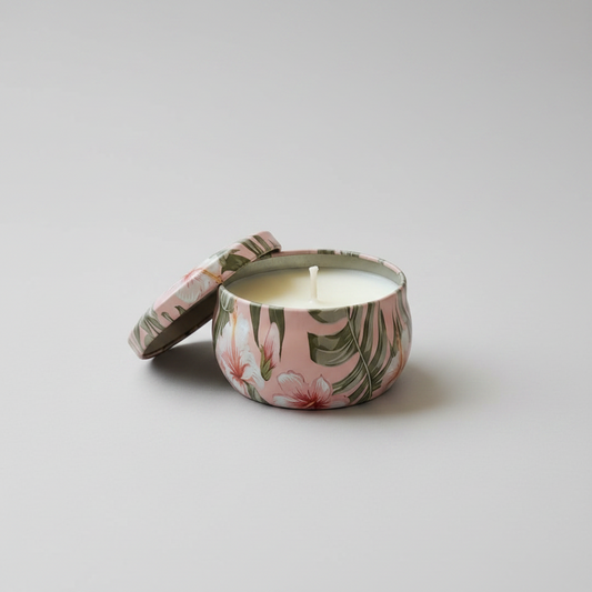Floral Scented Candle Tin — Decorative Gift Candle