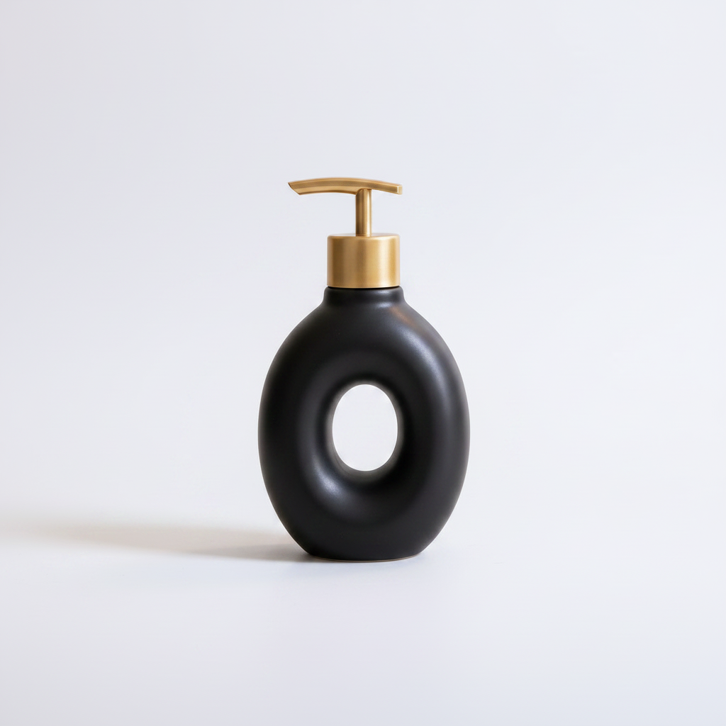 Donut Ceramic Soap Dispenser — Matte Black