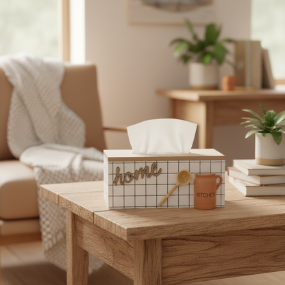 Farmhouse Wooden Tissue Box — Home & Kitchen