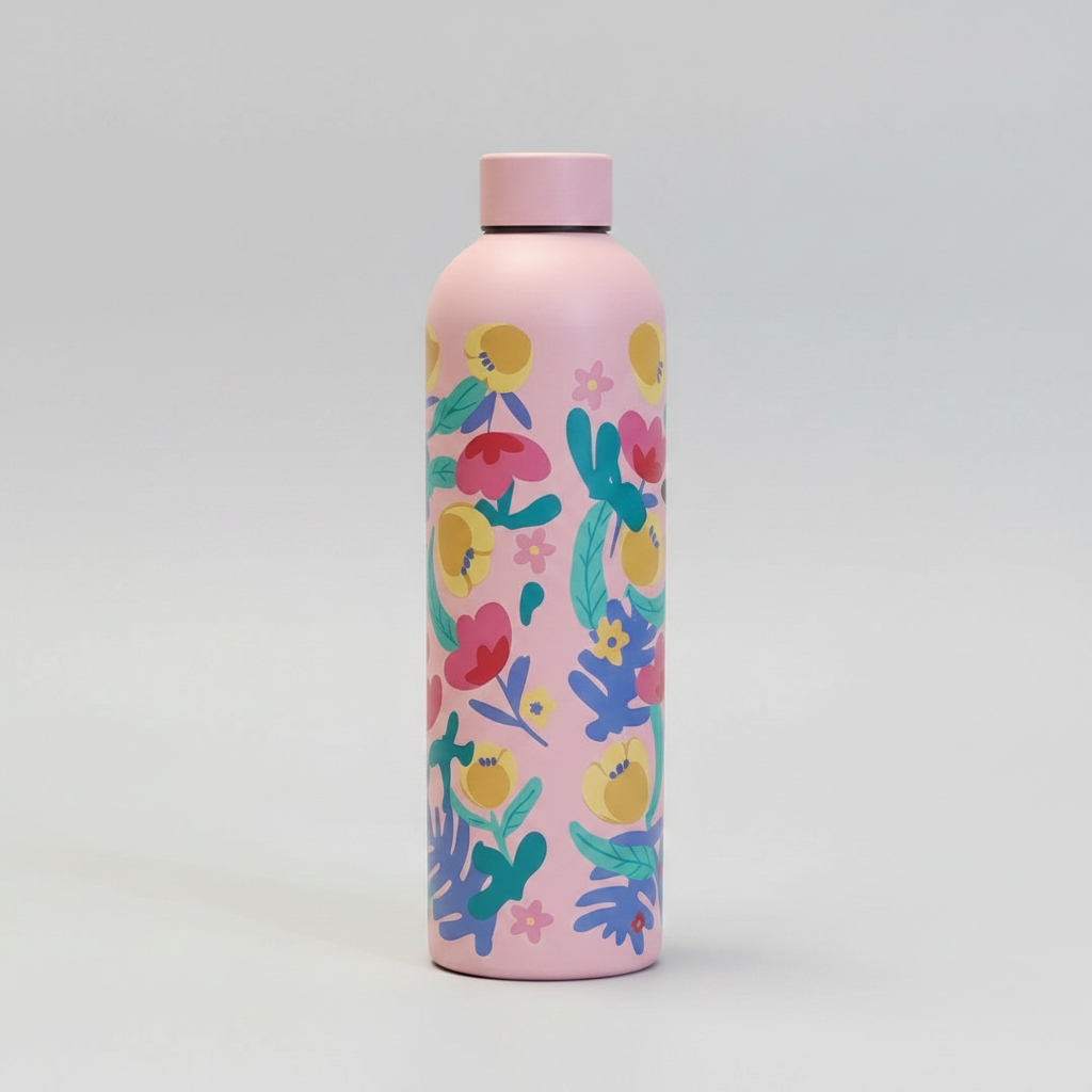 Floral Pink Water Bottle Packshot