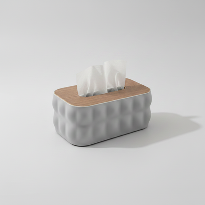 Gray Wavy Wood Lid Tissue Box Packshot