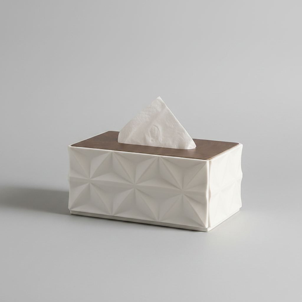 Diamond Geometric Tissue Box Holder - White