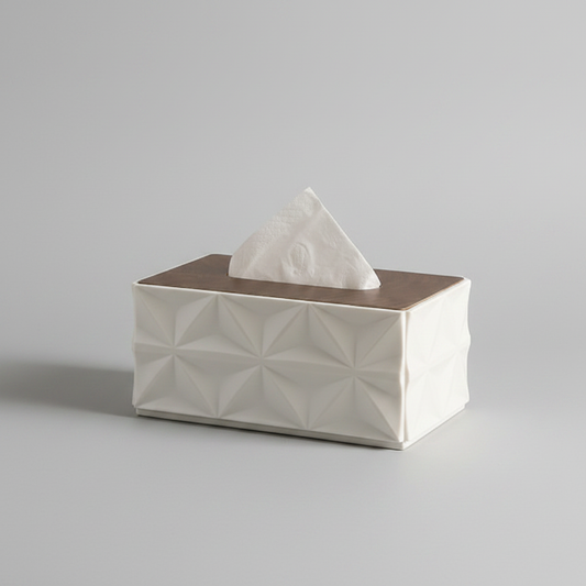 Diamond Geometric Tissue Box Holder - White