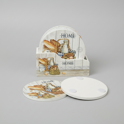 Farmhouse HOME wooden coaster set - studio packshot