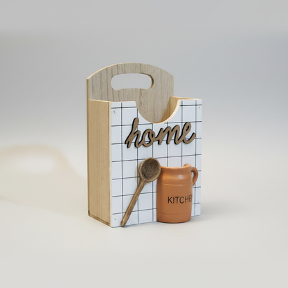 Farmhouse Wooden Caddy Organizer packshot on light gray background