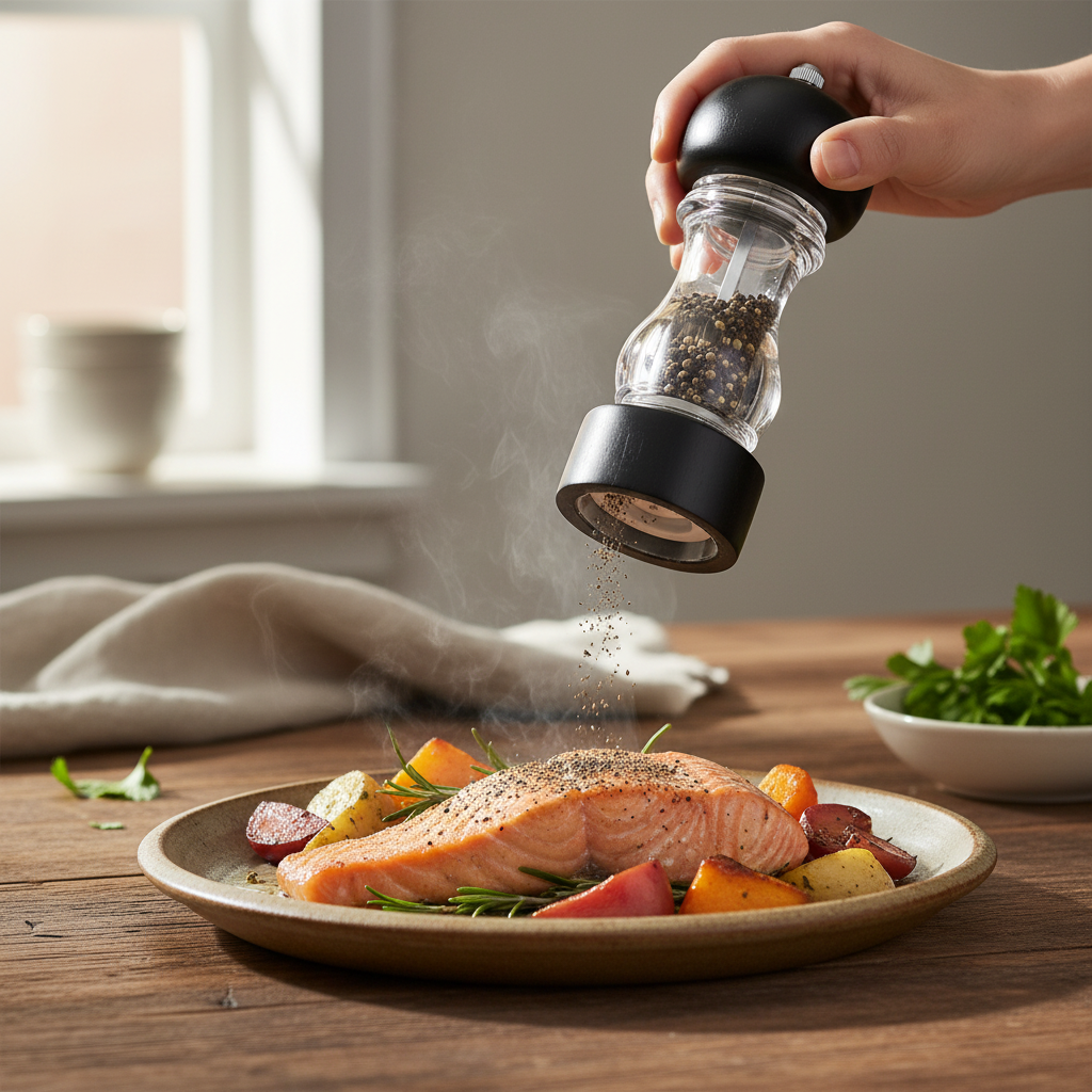 Acrylic & Wood Spice Grinder Mill - Matte Black usability image