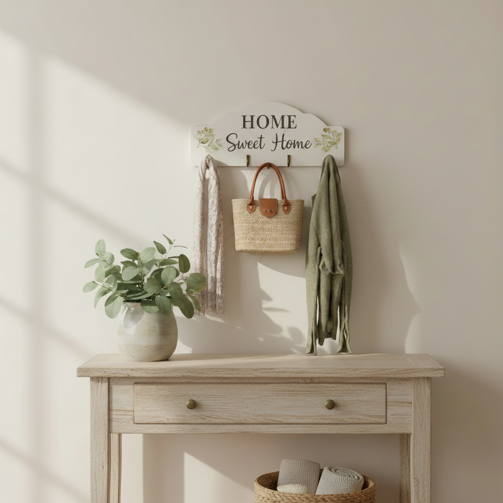 HOME Sweet Home Wooden Key Holder with 4 Hooks