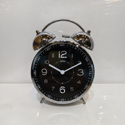 Retro Twin-Bell Alarm Clock - Black Dial Packshot