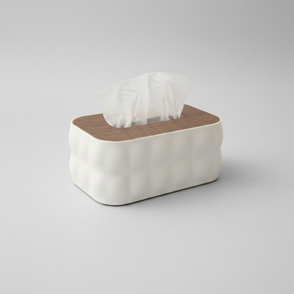 White Wavy Wood Lid Tissue Box Packshot